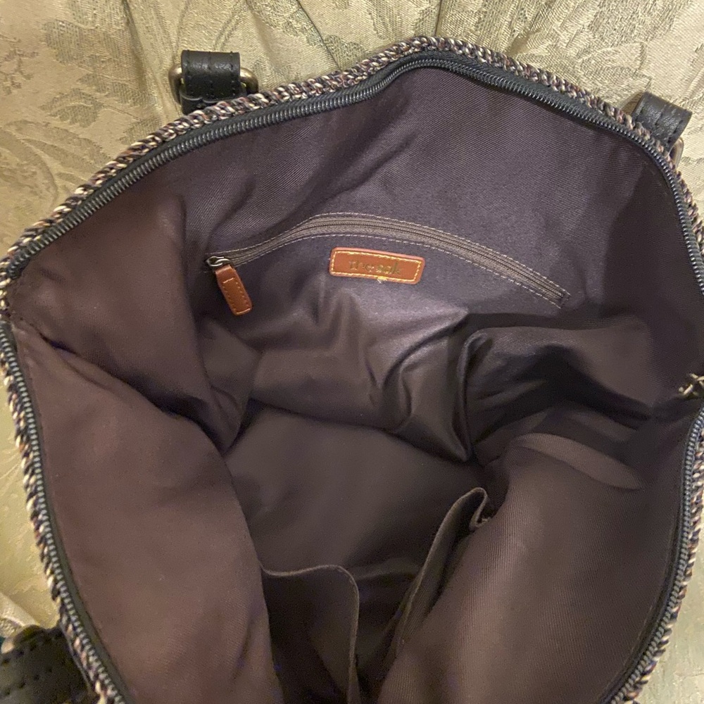 The Sak Crochet Silverwood Hand Crafted Brown/Silver Tweed Boho tote like BagNWT - Picture 8 of 15
